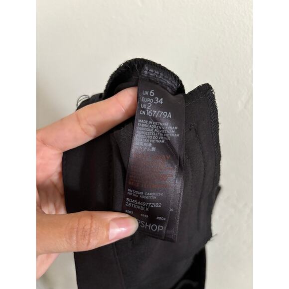 Topshop Pants Women's 2 Petite Trousers Black Straight Leg Ankle Mid Rise - Picture 6 of 7